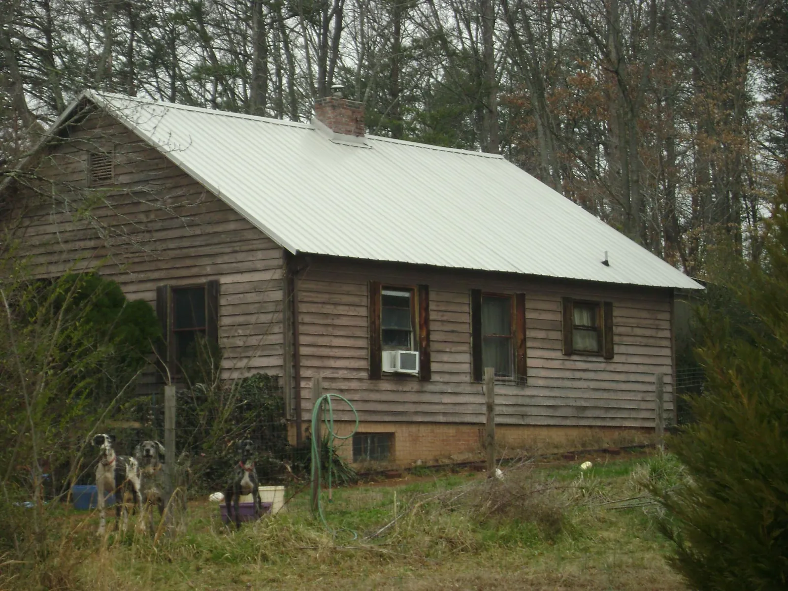 White metal roof on an old wood sided farmhouse, from a Asphalt Shingle Roof Repair job in Mcallen